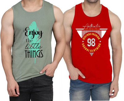 WOOSTRO Printed Men Scoop Neck Light Green, Red T-Shirt