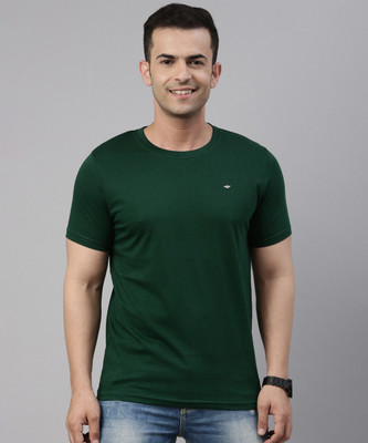METRONAUT Solid Men Round Neck Dark Green T-Shirt