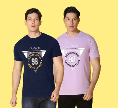 WOOSTRO Printed Men Round Neck Multicolor T-Shirt