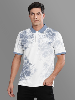 Bullmer Graphic Print Men Polo Neck White T-Shirt