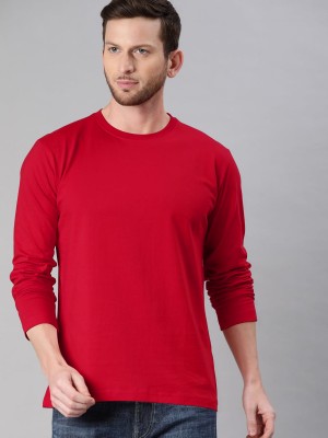 Nilan Tees Wear Solid Men Round Neck Red T-Shirt