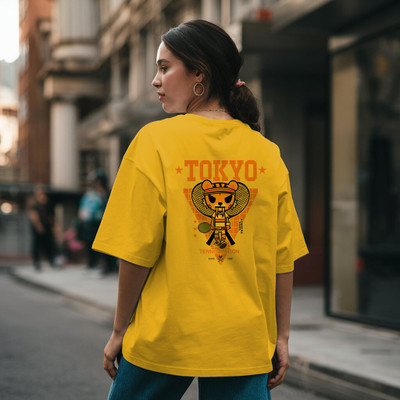 HouseOfCommon Graphic Print Women Round Neck Yellow T-Shirt