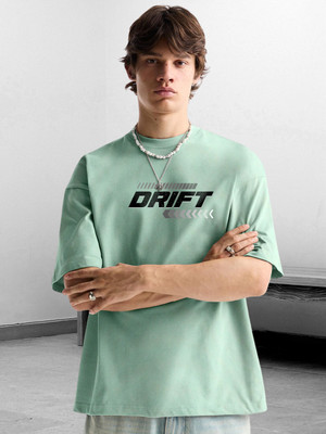 Pronk Printed Men Round Neck Light Green T-Shirt