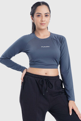 FuaarK Sporty Women Crew Neck Reversible Grey T-Shirt