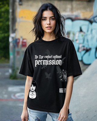 BEWAKOOF Graphic Print Women Round Neck Black T-Shirt