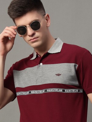 GETGOLF Printed Men Polo Neck Maroon T-Shirt