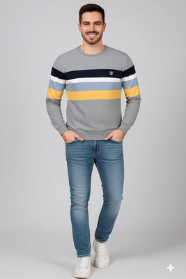 Craft By Aryan Striped Men Round Neck Multicolor T-Shirt