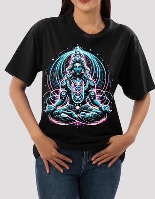 HOFFE Printed Women Round Neck Black T-Shirt