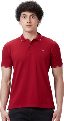 Raymond Solid Men Polo Neck Maroon T-Shirt