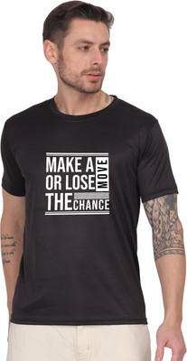 AZAADGARMENT Printed Men Round Neck Black T-Shirt