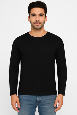 LARRY & EVA Solid Men Round Neck Black T-Shirt