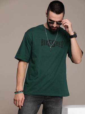 Roadster Typography Men Polo Neck Green T-Shirt