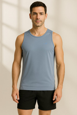 Sportz Fit Solid Men Round Neck Blue T-Shirt