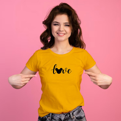 priyanshi creation Typography, Printed Women Round Neck Black T-Shirt