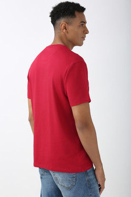 PETER ENGLAND Solid Men Round Neck Purple T-Shirt