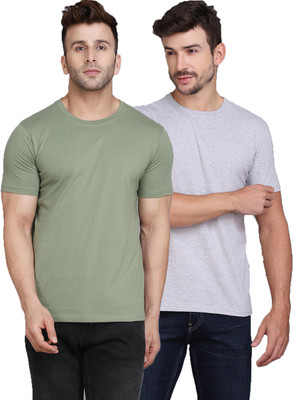 SLOWLORIS Solid Men Round Neck Multicolor T-Shirt