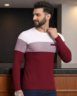 Autna Printed Men Round Neck Maroon T-Shirt