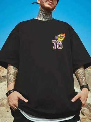 Manlino Printed Men Round Neck Black T-Shirt