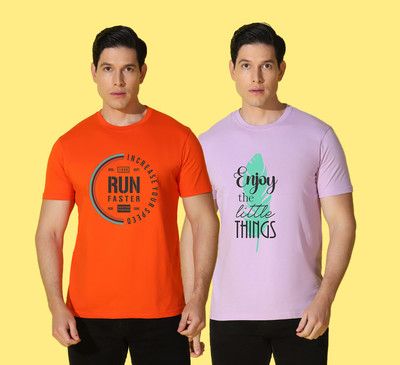 WOOSTRO Printed Men Round Neck Multicolor T-Shirt