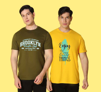 WOOSTRO Printed Men Round Neck Multicolor T-Shirt