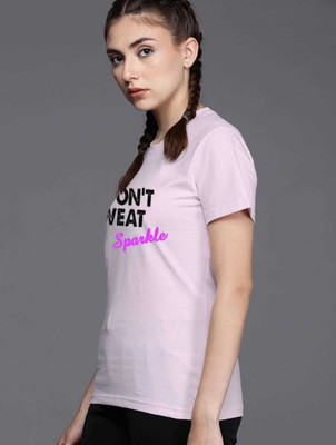 SPOWEARY Typography Women Round Neck Purple T-Shirt