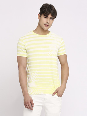 BEING HUMAN Printed Men Crew Neck Yellow T-Shirt