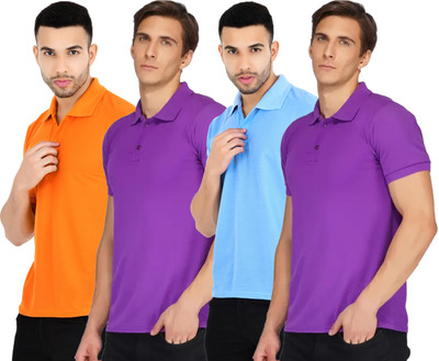 KEOTI Solid Men Polo Neck Multicolor T-Shirt