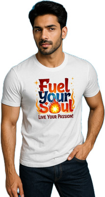 purycot Printed Men Round Neck White T-Shirt