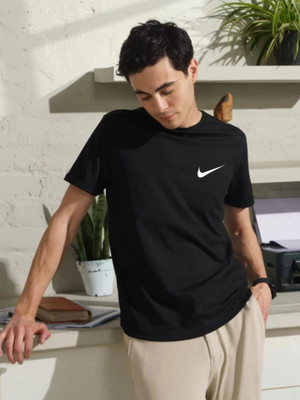 fasioncity Solid Men Round Neck Black T-Shirt