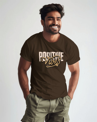 Vogue Alien Printed Men Round Neck Brown T-Shirt