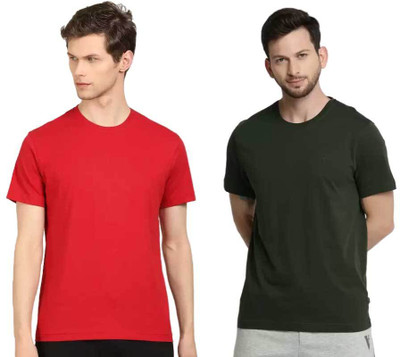 VAN HEUSEN Solid Men Round Neck Multicolor T-Shirt