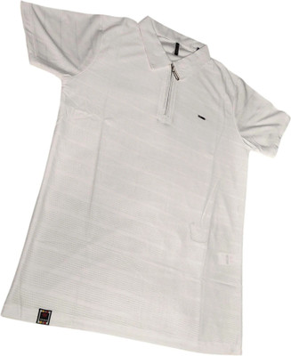 faizan fashion Solid Men Polo Neck White T-Shirt