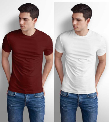 stylesmyth Solid Men Round Neck Multicolor T-Shirt