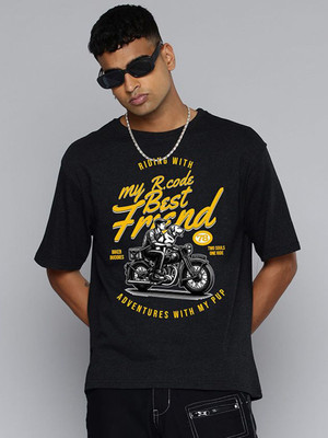 R.Code by The Roadster Life Co. Graphic Print Men Round Neck Grey T-Shirt