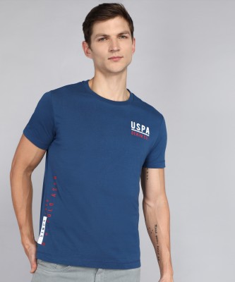 U.S. Polo Assn. Denim Co. Typography Men Round Neck Blue T-Shirt