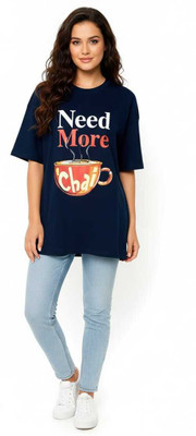 BU SHIRTS.COM Solid Women Round Neck Blue T-Shirt