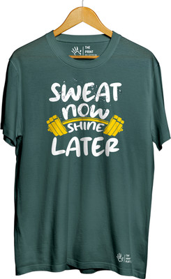 THE PRINT PLATTER Typography Men Round Neck Dark Green T-Shirt