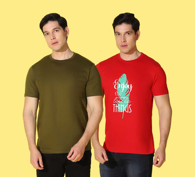 WOOSTRO Printed Men Round Neck Multicolor T-Shirt