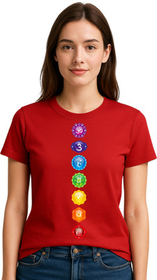 KMBCO Graphic Print Women Round Neck Red T-Shirt