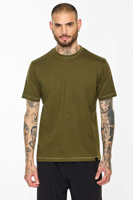 Snitch Solid Men Round Neck Green T-Shirt