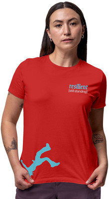 Fighterhero Printed Women Round Neck Red T-Shirt