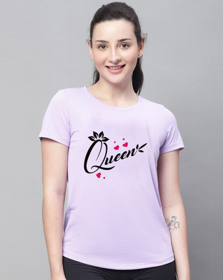 VAMIKAFASHIONES Printed Women Round Neck Purple T-Shirt