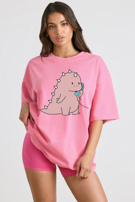 Ericia Graphic Print Women Round Neck Pink T-Shirt