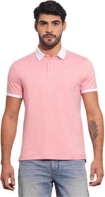 BEING HUMAN Self Design Men Polo Neck Pink T-Shirt