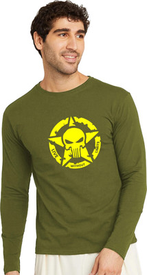 RULEDBYSUN Graphic Print Men Round Neck Green T-Shirt