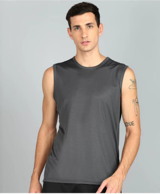 JB Jangoboy Solid Men Round Neck Grey T-Shirt