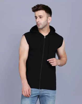 tfurnish Solid Men Hooded Neck Black T-Shirt
