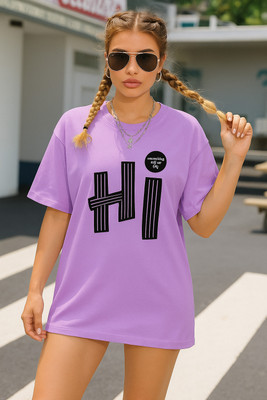 Madilyn Printed Women Round Neck Purple T-Shirt