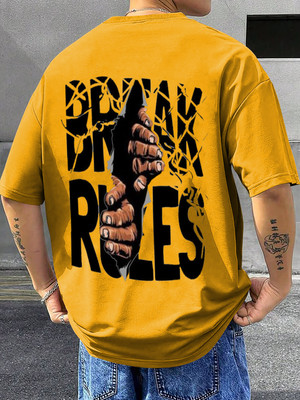 RetroTees Printed Men Round Neck Yellow T-Shirt