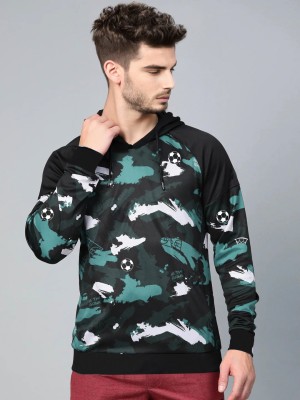 TRIPR Printed Men Hooded Neck Black T-Shirt